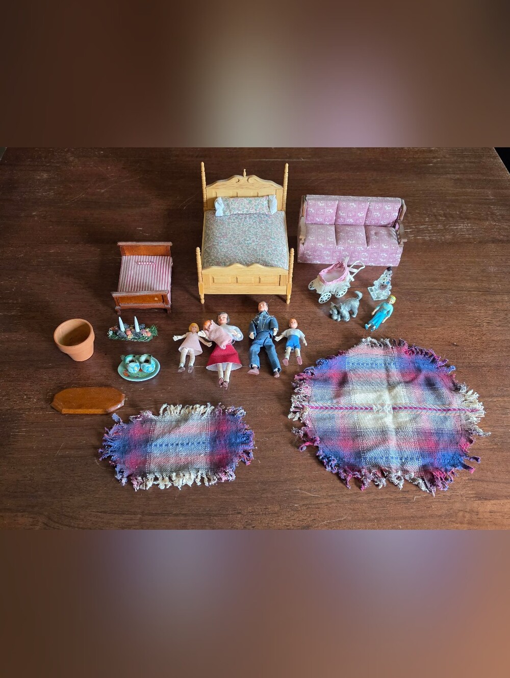 🌿 Vintage Lundby Bendable Doll Family, Dollhouse Miniature Mixed Lot